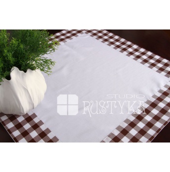  Bieżnik nakładka obrus  110 x 110 kratka brąz